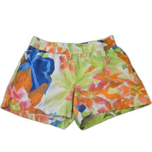 Linen Shorts Pull On Hawaiian Print 3.5" Inseam Womens Medium Vacation Summer